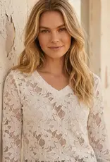 Karen Kane  Burnout Lace Top Cream