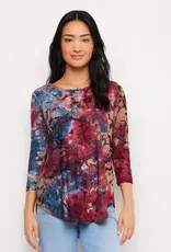 Karen Kane  Burnout Shirttail Top Wine