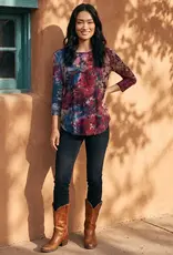 Karen Kane  Burnout Shirttail Top Wine