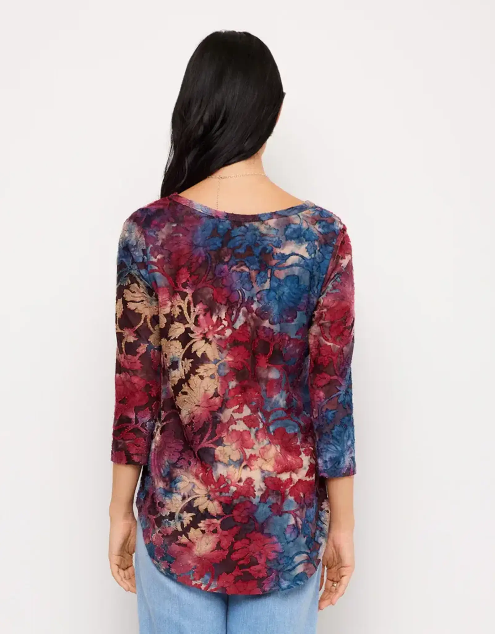 Karen Kane  Burnout Shirttail Top Wine
