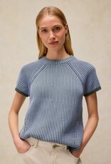 White Stuff Ribbed Short Sleeve Sweater Blue