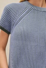 White Stuff Ribbed Short Sleeve Sweater Blue