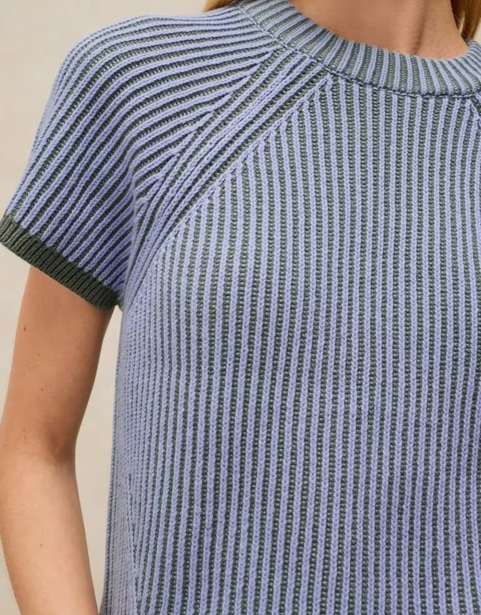 White Stuff Ribbed Short Sleeve Sweater Blue