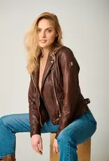 Mauritius  Sofia Leather Moto Jacket Brown