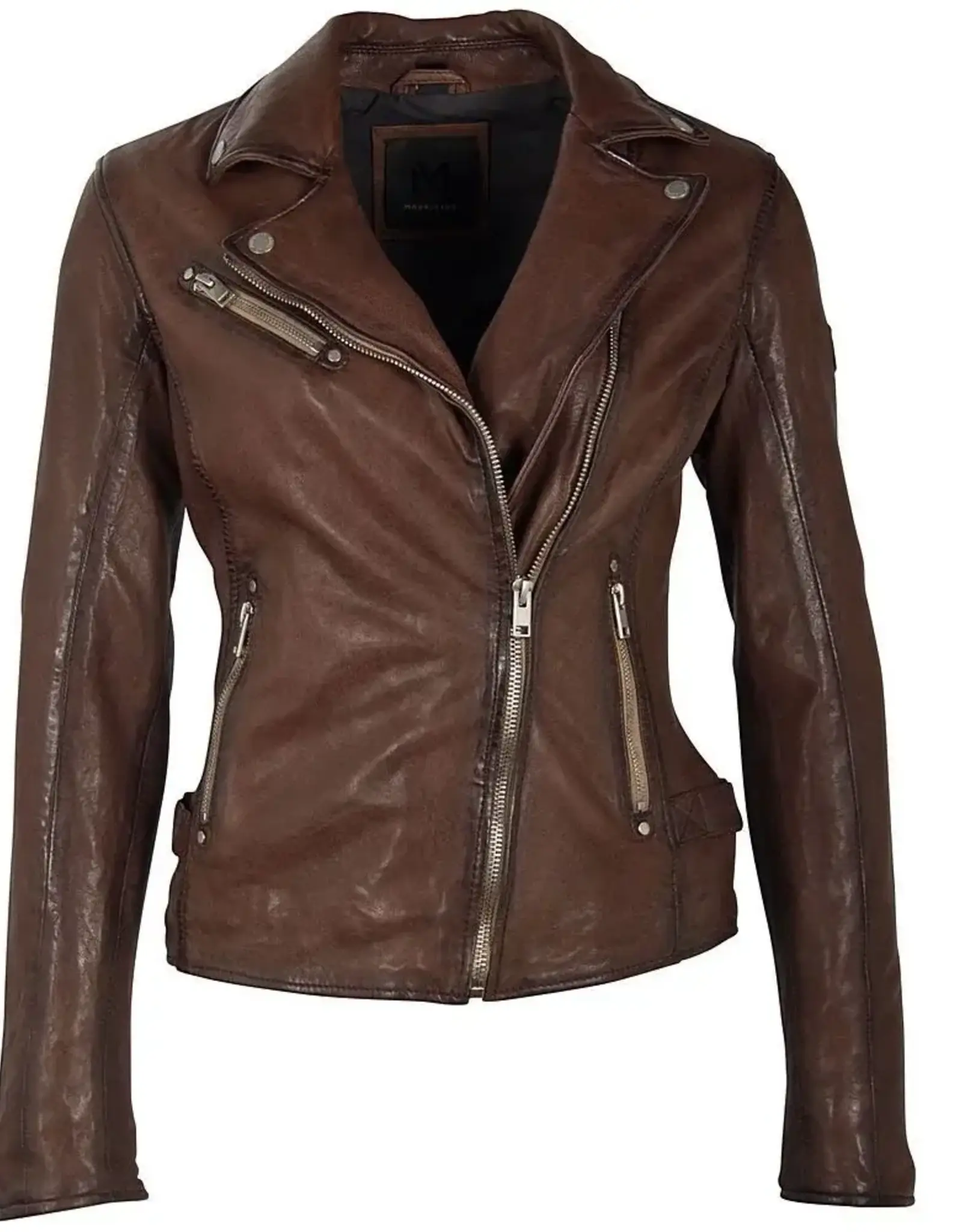 Mauritius  Sofia Leather Moto Jacket Brown