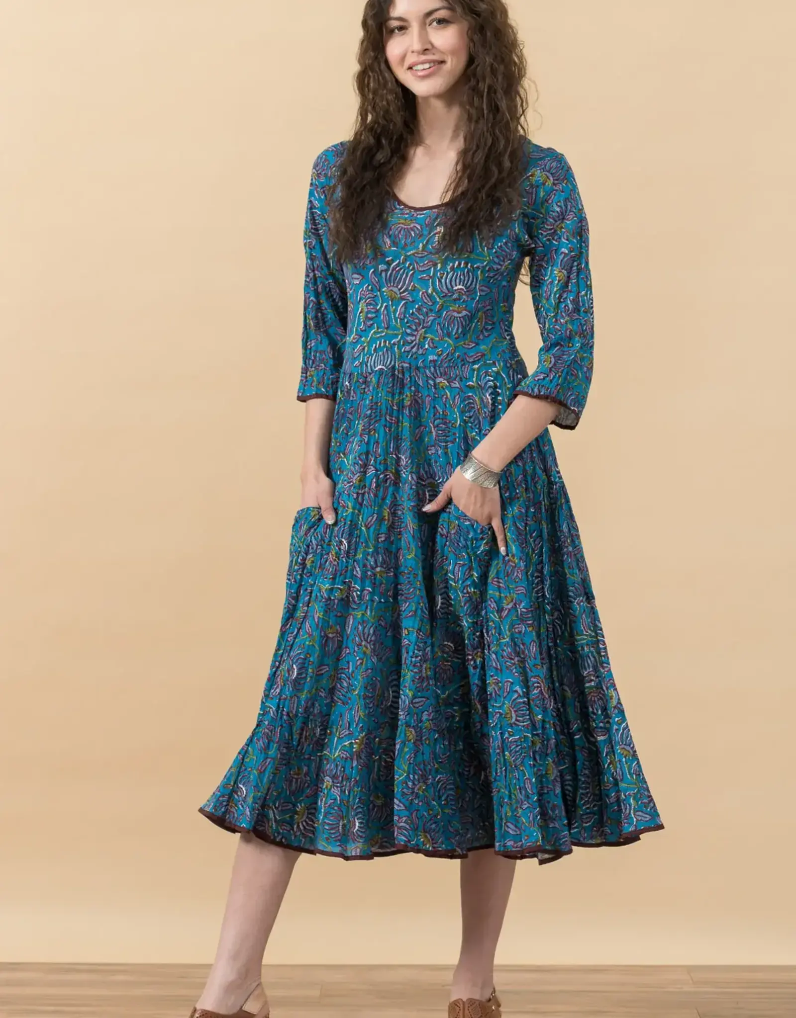 Trade Cloth Santa Fe Dress 3/4 Egyptian Floral