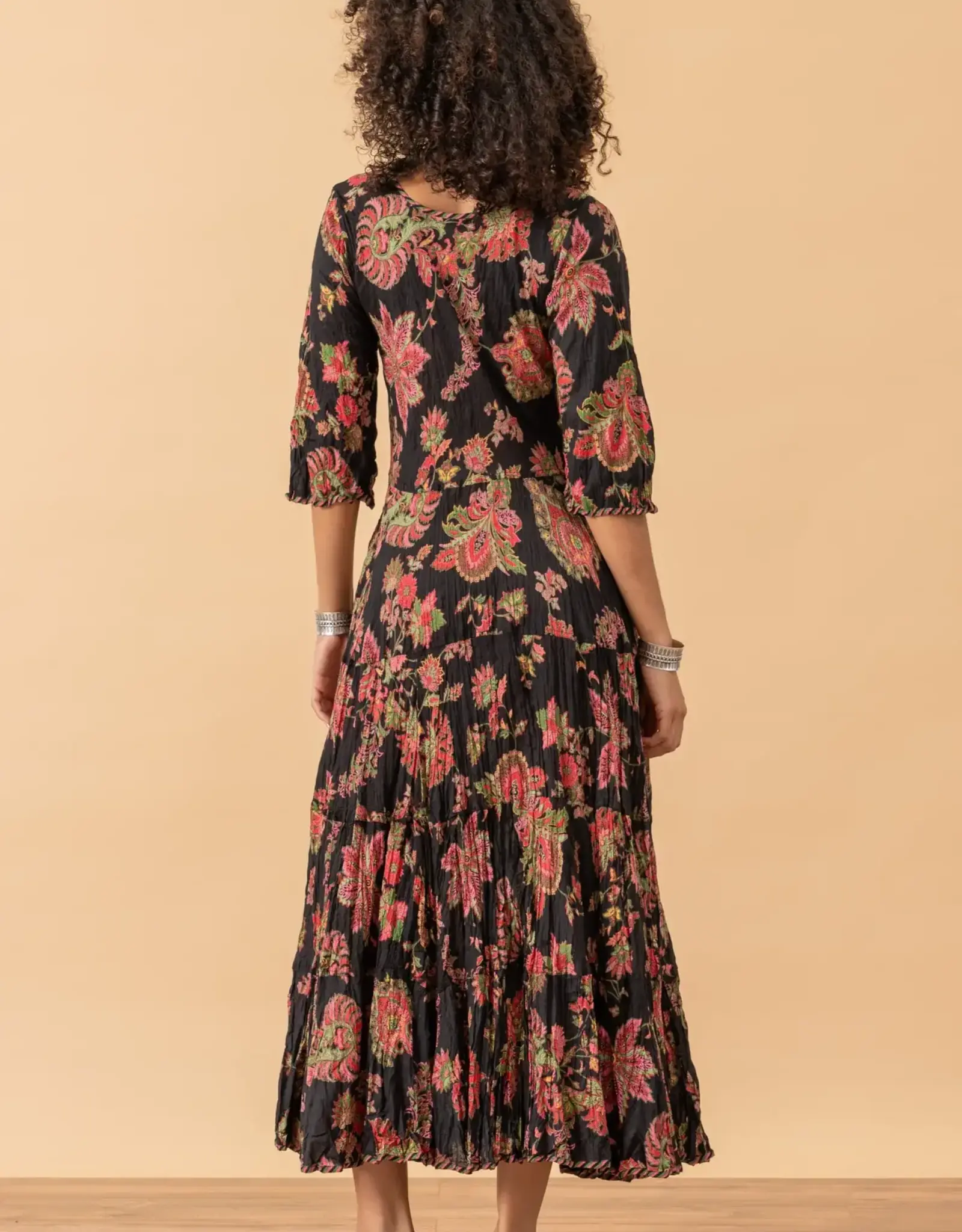Trade Cloth  Santa Fe Dress 3/4 Meena Kari Dress Black