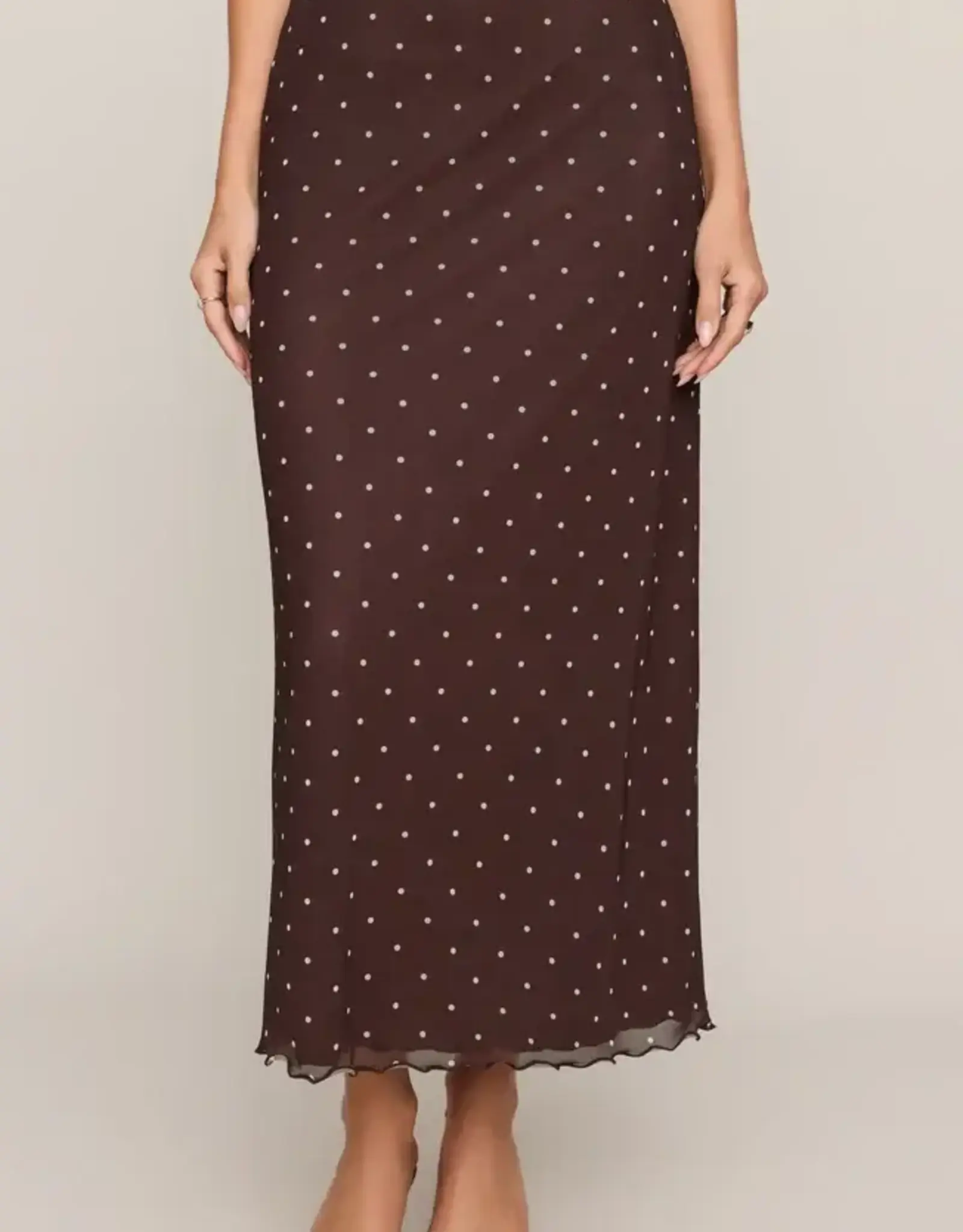 Z Supply  Eda Polka Dot Mesh Skirt Chocolate
