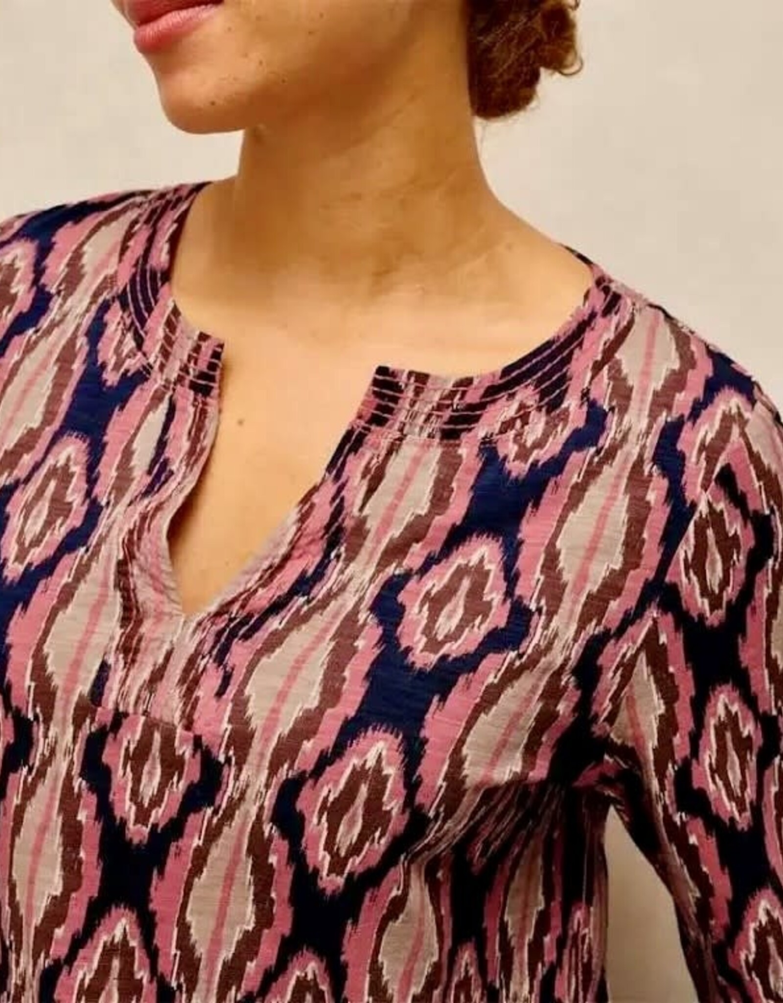 White Stuff  Weaver Notch Neck Ikat Blouse