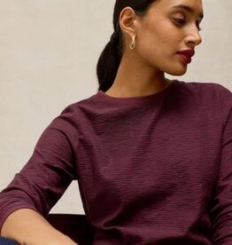 White Stuff Clara Textured  Long Sleeve Tee Plum