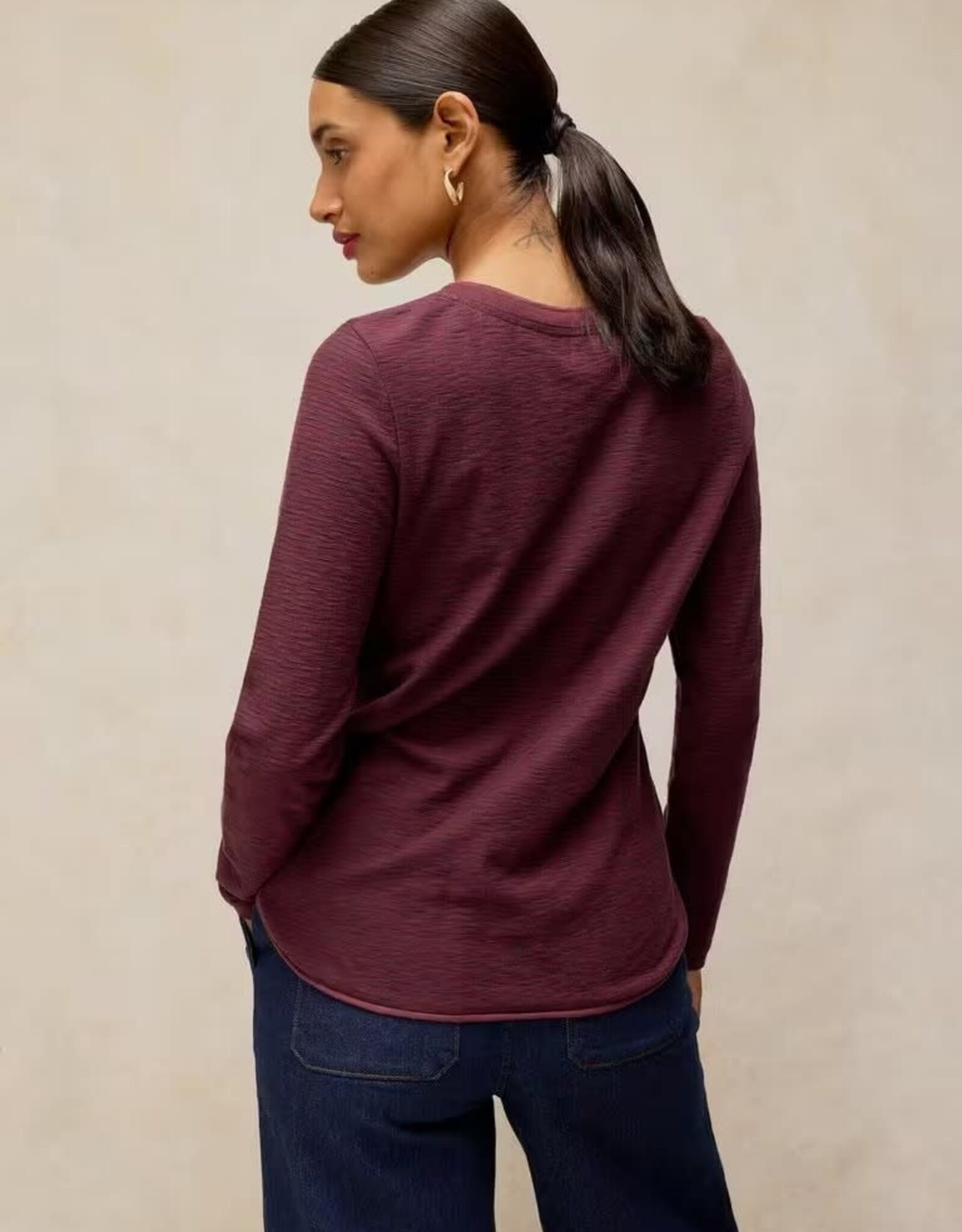 White Stuff  Clara Textured  Long Sleeve Tee Plum