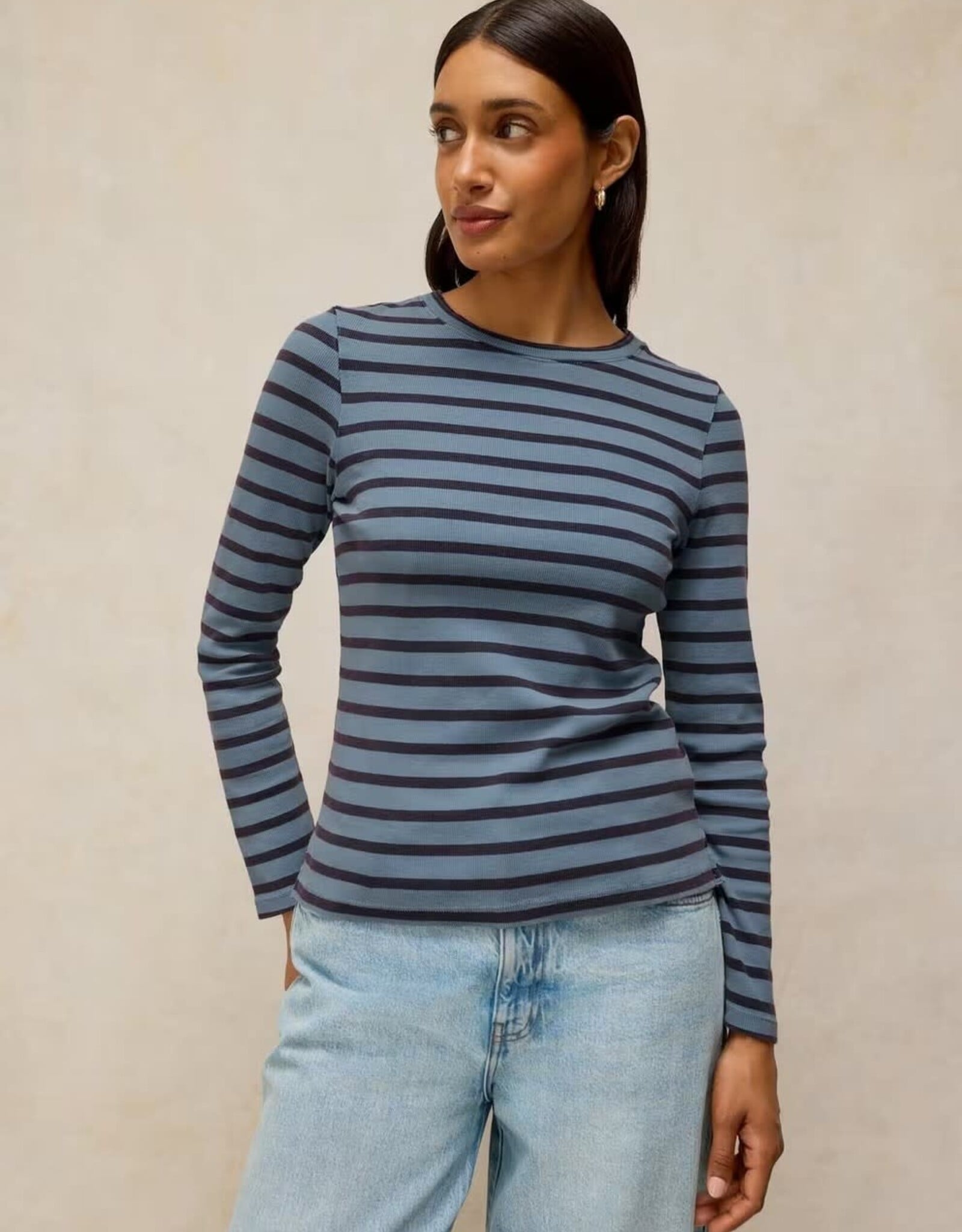 White Stuff  Sadie Blue Stripe Long Sleeve Tee