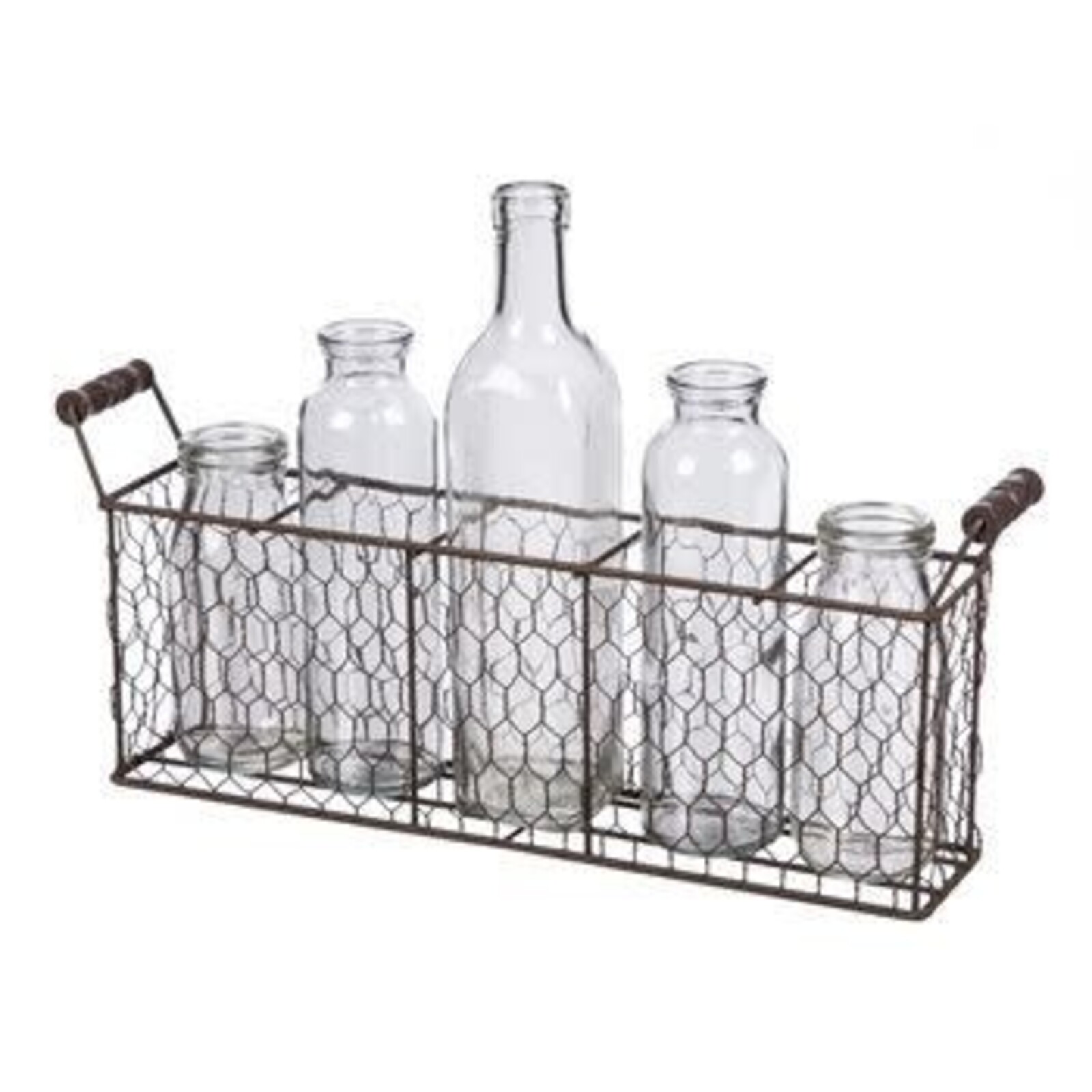 Evergreen Enterprises Wire Basket with 5 Bottles loading=