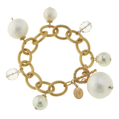 Susan Shaw Gold with clear and crystal balls  Bracelet   2822w