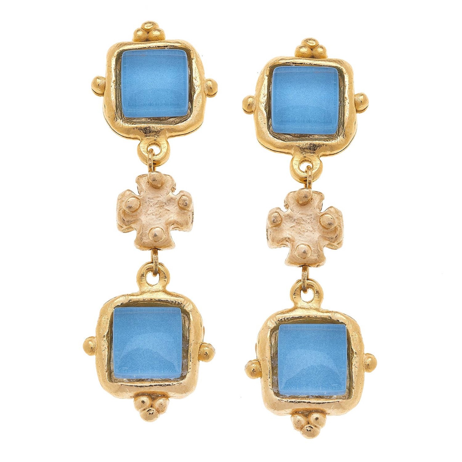 Susan Shaw Blue and Gold Earrings   1080aq loading=