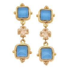 Susan Shaw Blue and Gold Earrings   1080aq