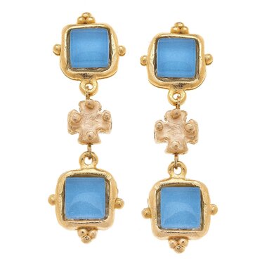 Susan Shaw Blue and Gold Earrings   1080aq