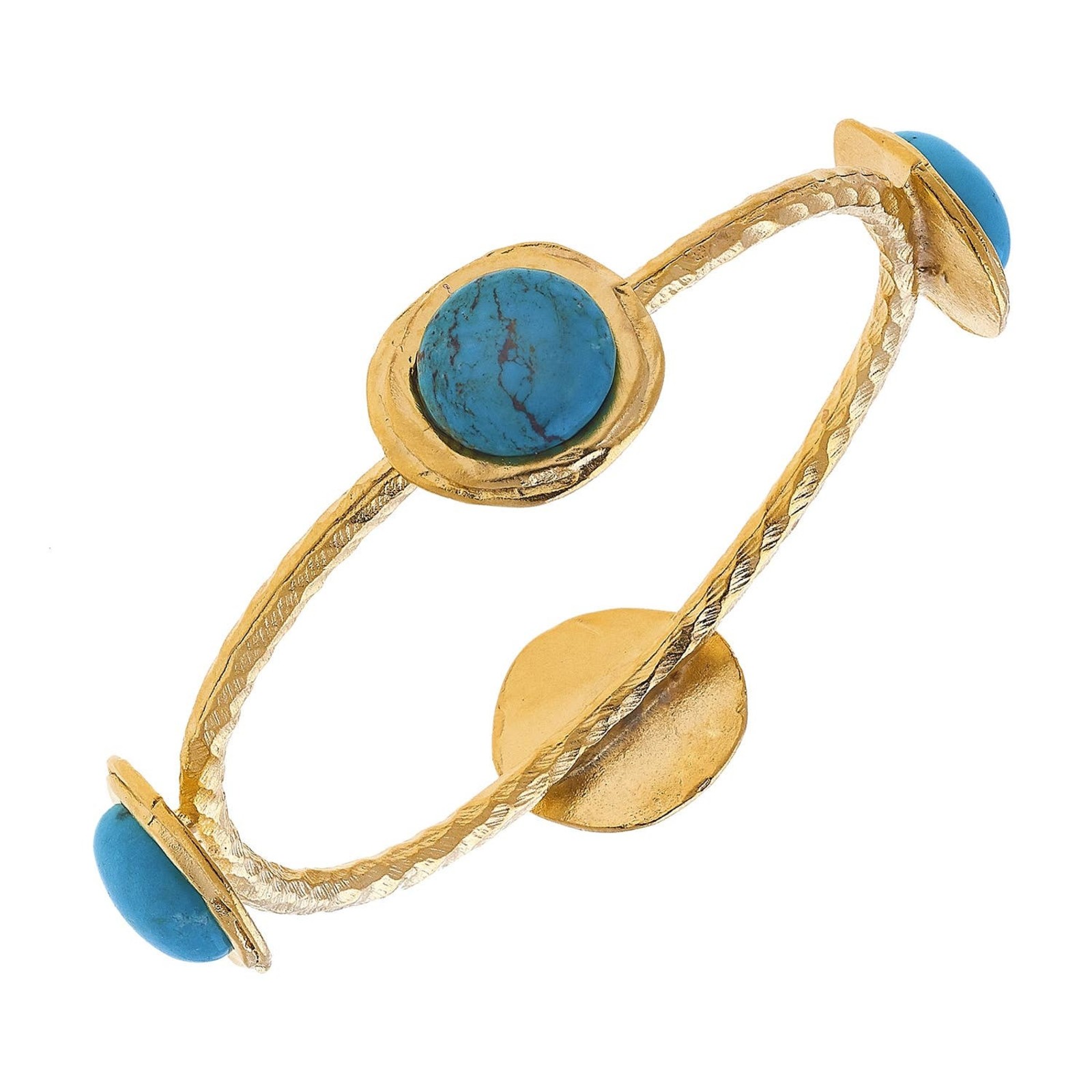 Susan Shaw Multi Strand Genuine Turquoise on Gold Toggle  Bracelet  2460tg loading=
