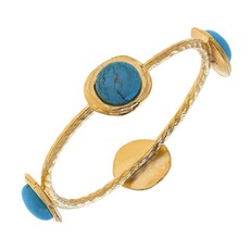 Susan Shaw Multi Strand Genuine Turquoise on Gold Toggle  Bracelet  2460tg