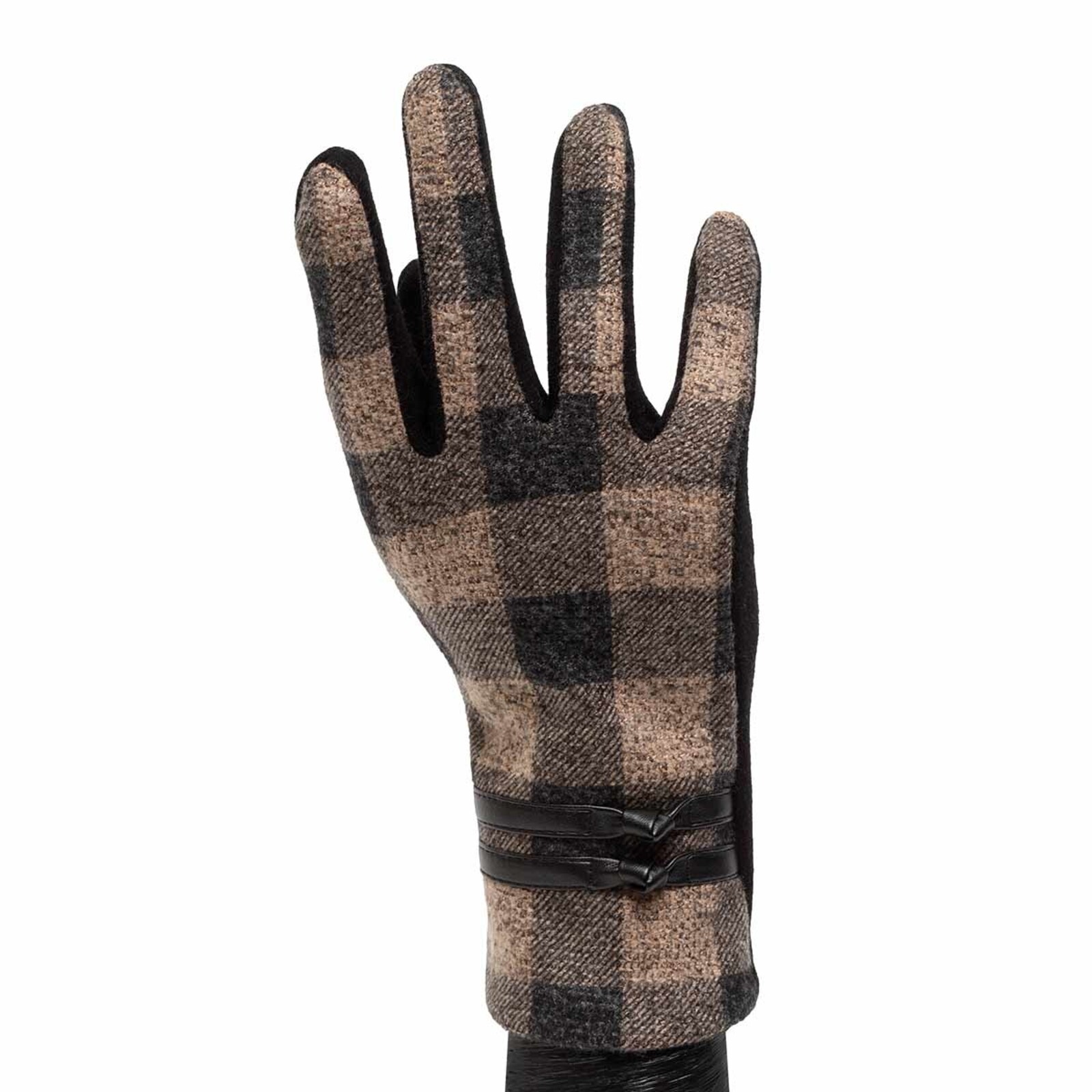 Meravic Black/Tan Block Plaid Glove      X7975 loading=