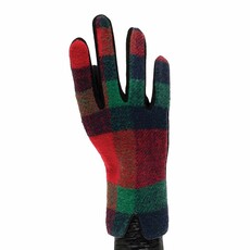 Meravic Red Blue Gray Plaid Gloves    X8012