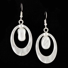 Meravic Silver Oval Pearl Earring   C3178