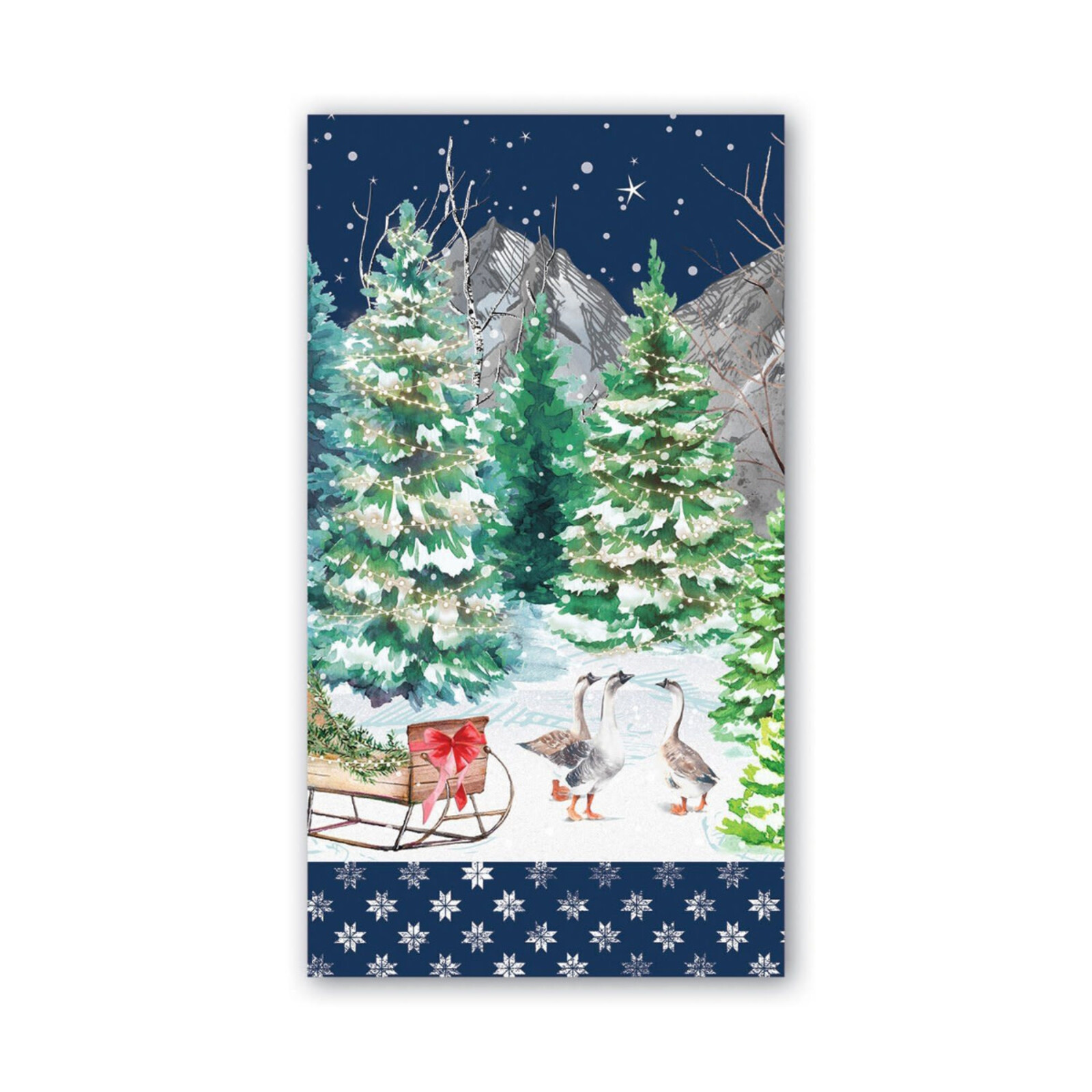 Michel Design Works Christmas Snow Hostess Napkin   NAPH344 loading=