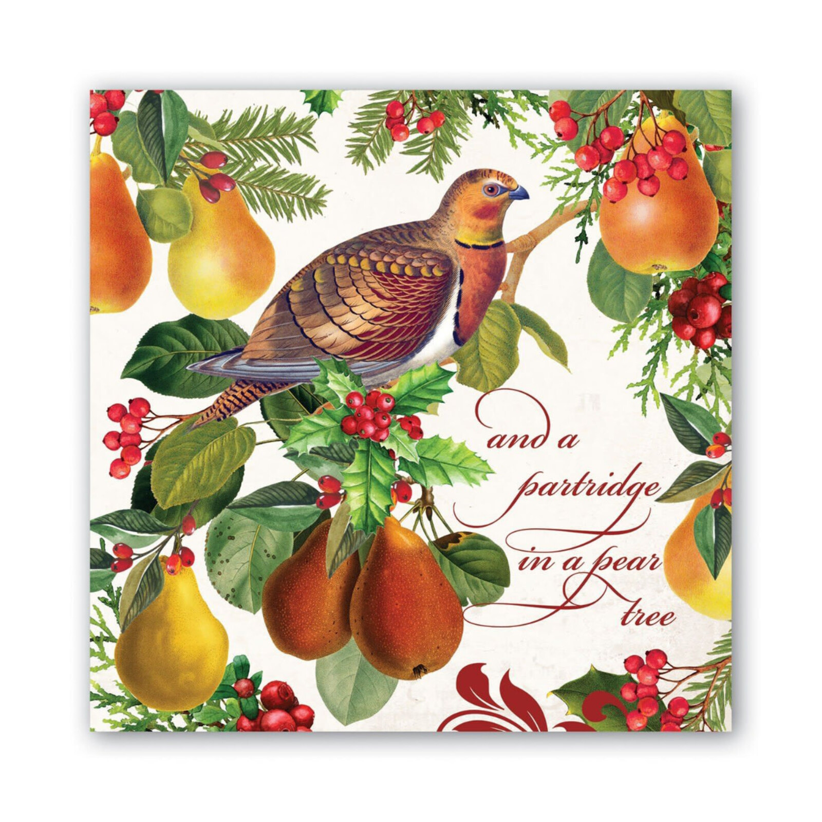 Michel Design Works In a Pear Tree Luncheon Napkin    NAPL345 loading=