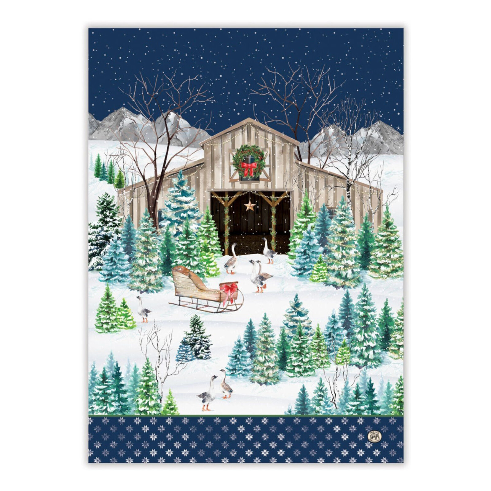 Michel Design Works Christmas Snow Kitchen Towel    TOW344 loading=