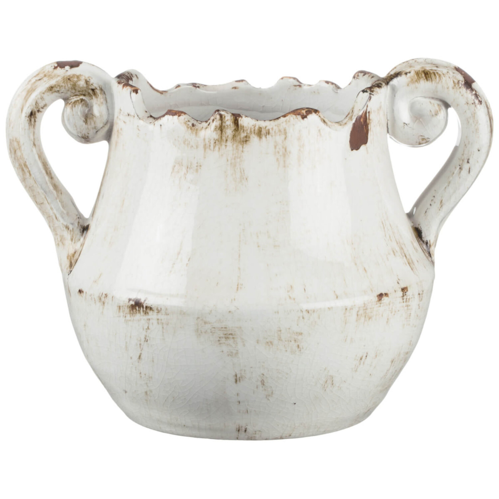 Sullivans White Ceramic Pot with Handle      CM2359 loading=