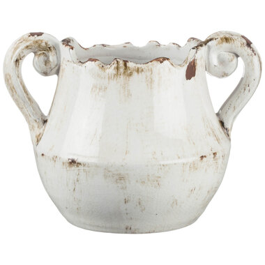 Sullivans White Ceramic Pot with Handle      CM2359