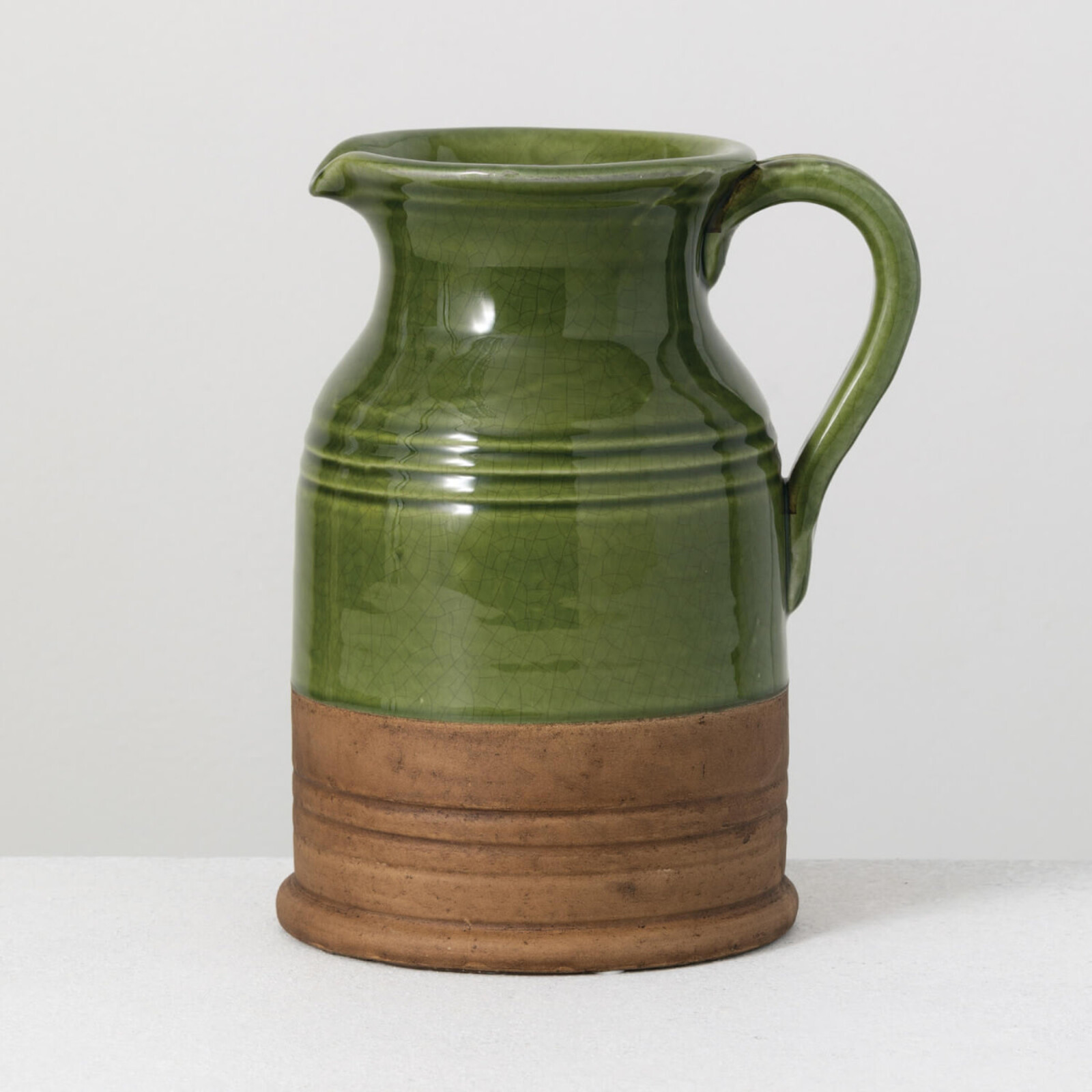 Sullivans Ceramic Green Brown Pitcher   CM2924 loading=