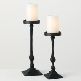 Sullivans PILLAR CANDLE HOLDER Black Large   MET1709L