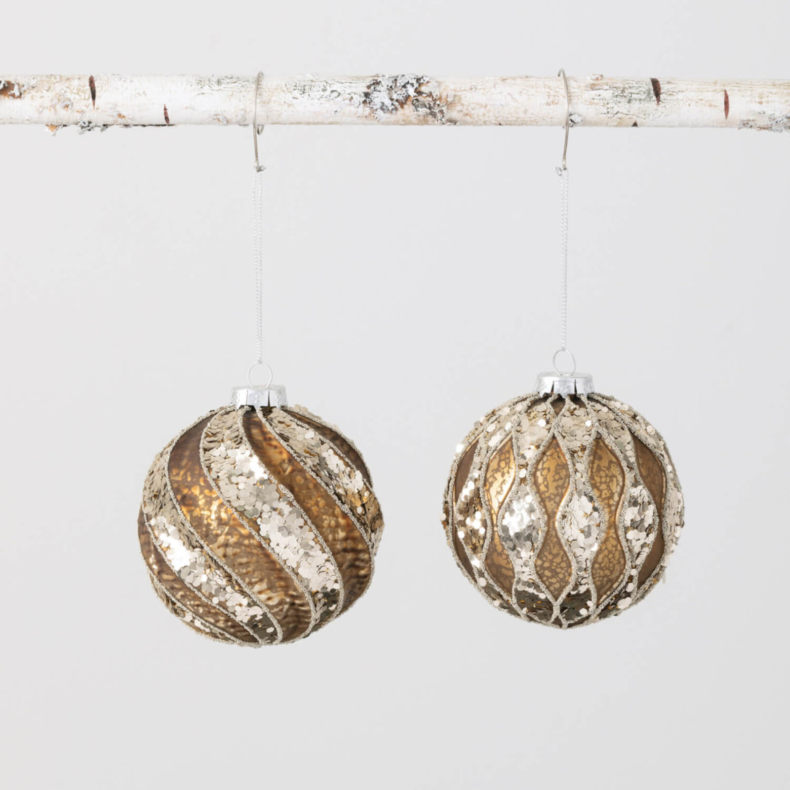 Sullivans PLATINUM GLITTERED BALL ORNAMENT  OR9330 loading=