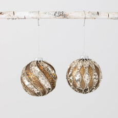 Sullivans PLATINUM GLITTERED BALL ORNAMENT  OR9330
