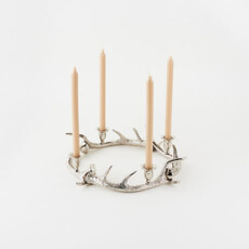 One Hundred 80 Degrees Antler Wreath Candle Holder, Lg, Metal, 14.5   IN0055