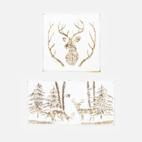 One Hundred 80 Degrees Embossed Deer Wall Hanging, Metal,    ID0061