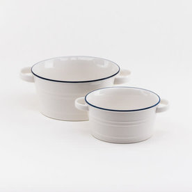 One Hundred 80 Degrees Nantucket Handled Bowl, Small , Porcelain, 3" x 8       LV0001   .25", 4" x 10.5