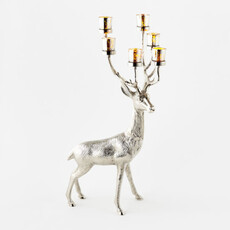 One Hundred 80 Degrees Deer T-Light Holder, Metal, 31"    IN0507