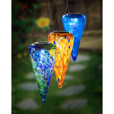 Evergreen Enterprises 7" Solar Hanging Art Glass Conical Lantern  2SP6683