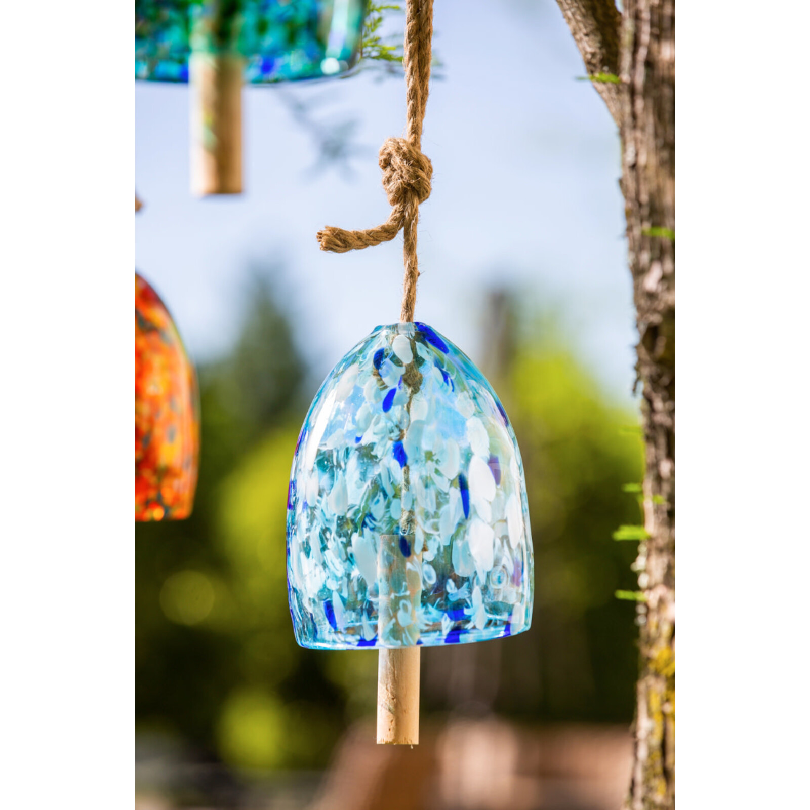 Evergreen Enterprises Art Glass Speckle Light Blue Bell Chime  2WC1822 loading=