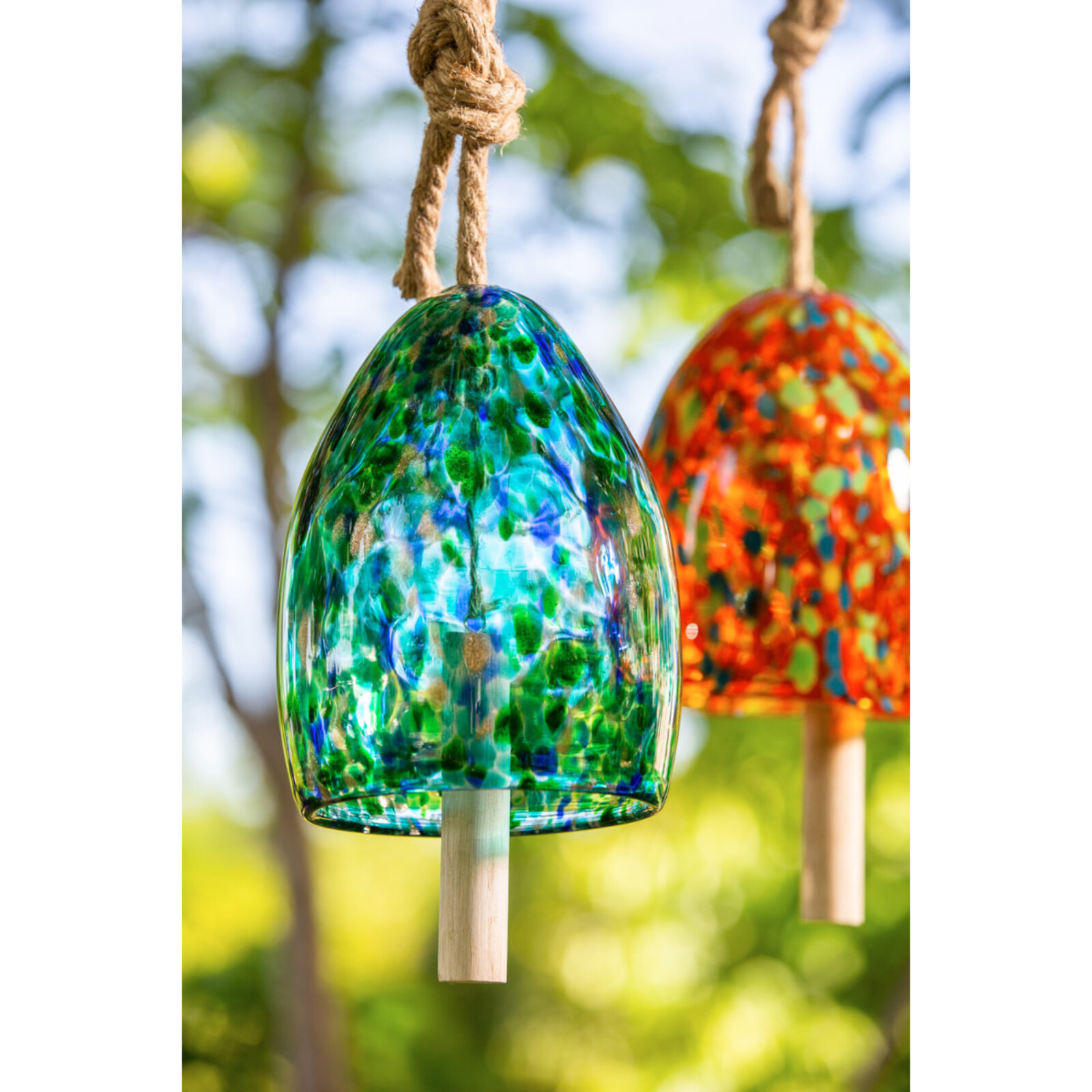Evergreen Enterprises Art Glass Speckle Turquoise Bell Chime  2WC1823 loading=