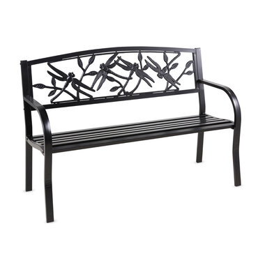 Plow & Hearth Dragonfly Metal Garden Bench - Black  8MB118