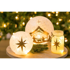 Evergreen Enterprises Glass Hand Painted Christmas Trees Nativity Disc  8LED7187B