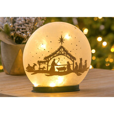 Evergreen Enterprises Glass Hand Painted Christmas Trees Nativity Disc  8LED7187B