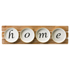 Evergreen Enterprises HOME'' Plates on Wood Wall Deco