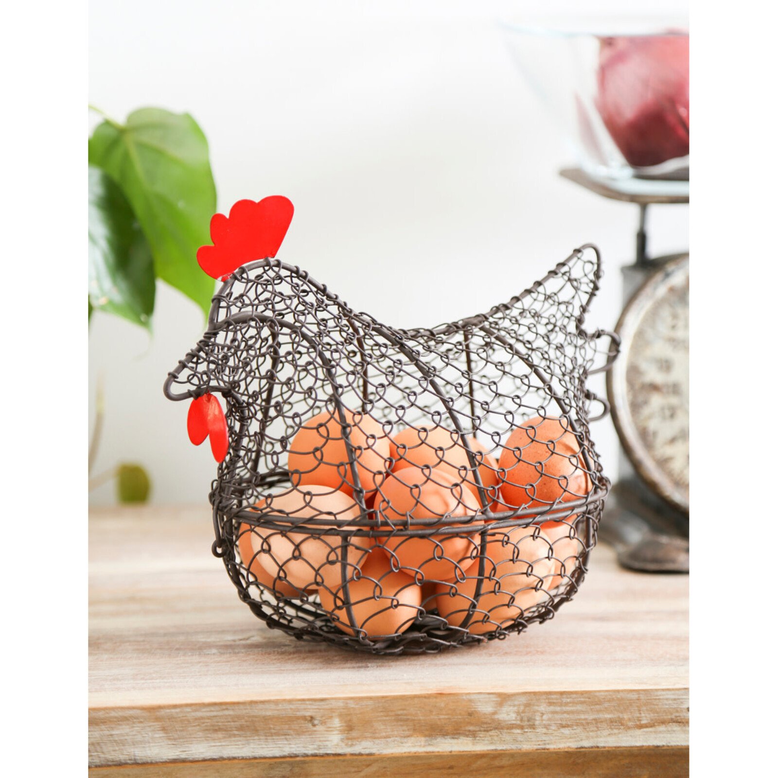 Evergreen Enterprises Metal Wire Sitting Hen Basket  3BT543 loading=