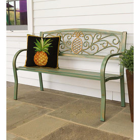 Plow & Hearth Pineapple Metal Garden Bench - Verdigris