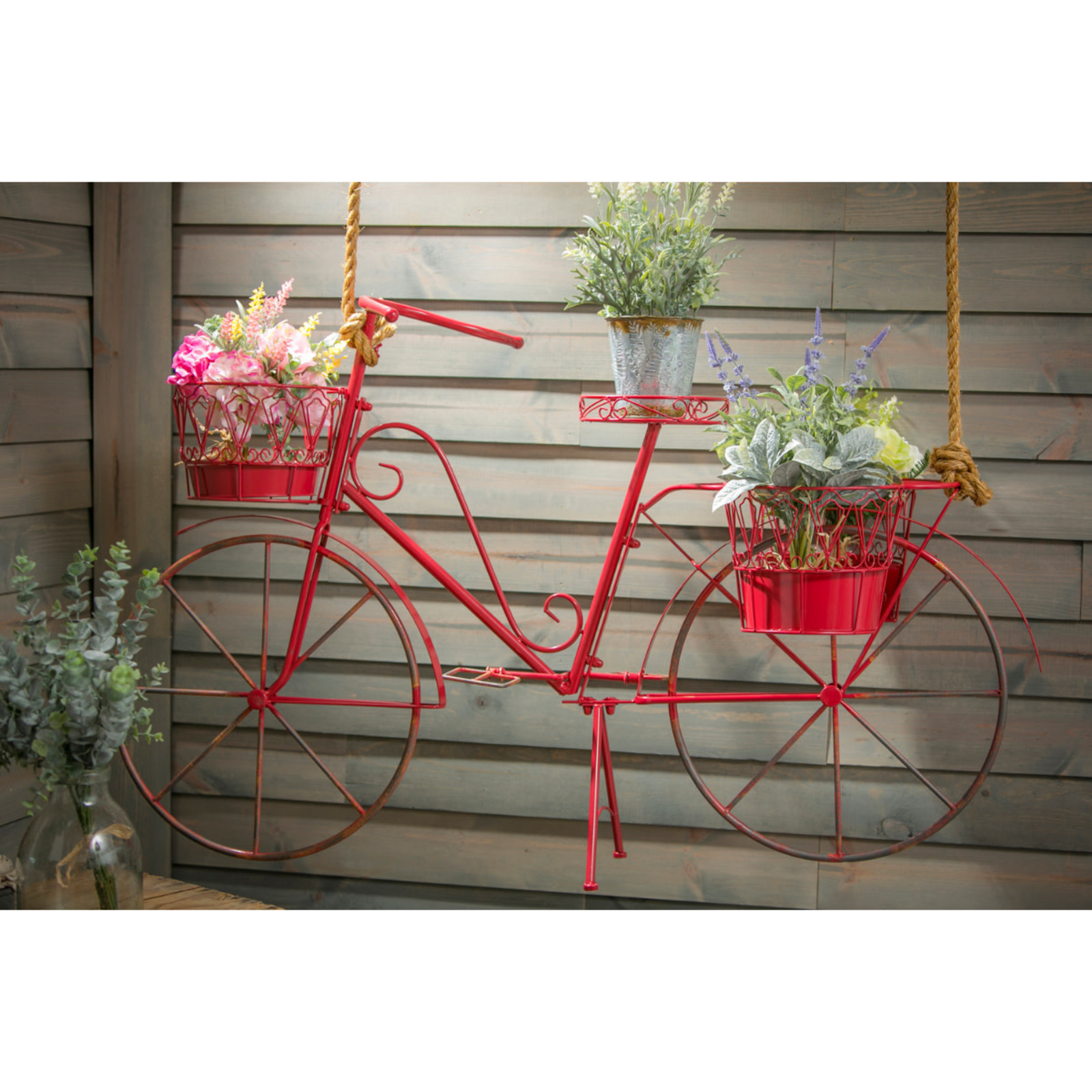 Evergreen Enterprises Red MetalBicyclePlanter loading=