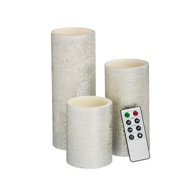 Evergreen Enterprises Silver Wax Pillar Candle/3 Set